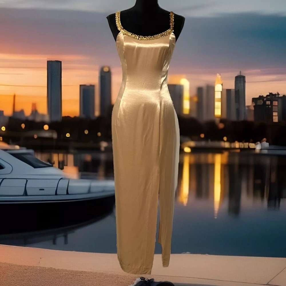 Vtg Gunne Sax Maxi Dress Size gold Jessica McClintock